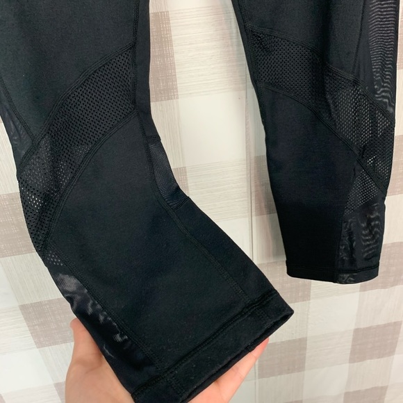 Zella Luminous Mesh Inset Crop Leggings Black - Picture 7 of 8
